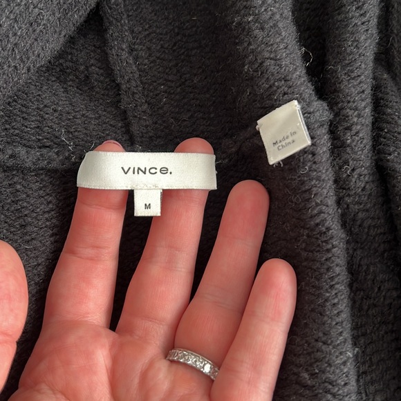 Black Wool Vince Cardigan with Hood - Picture 3 of 5